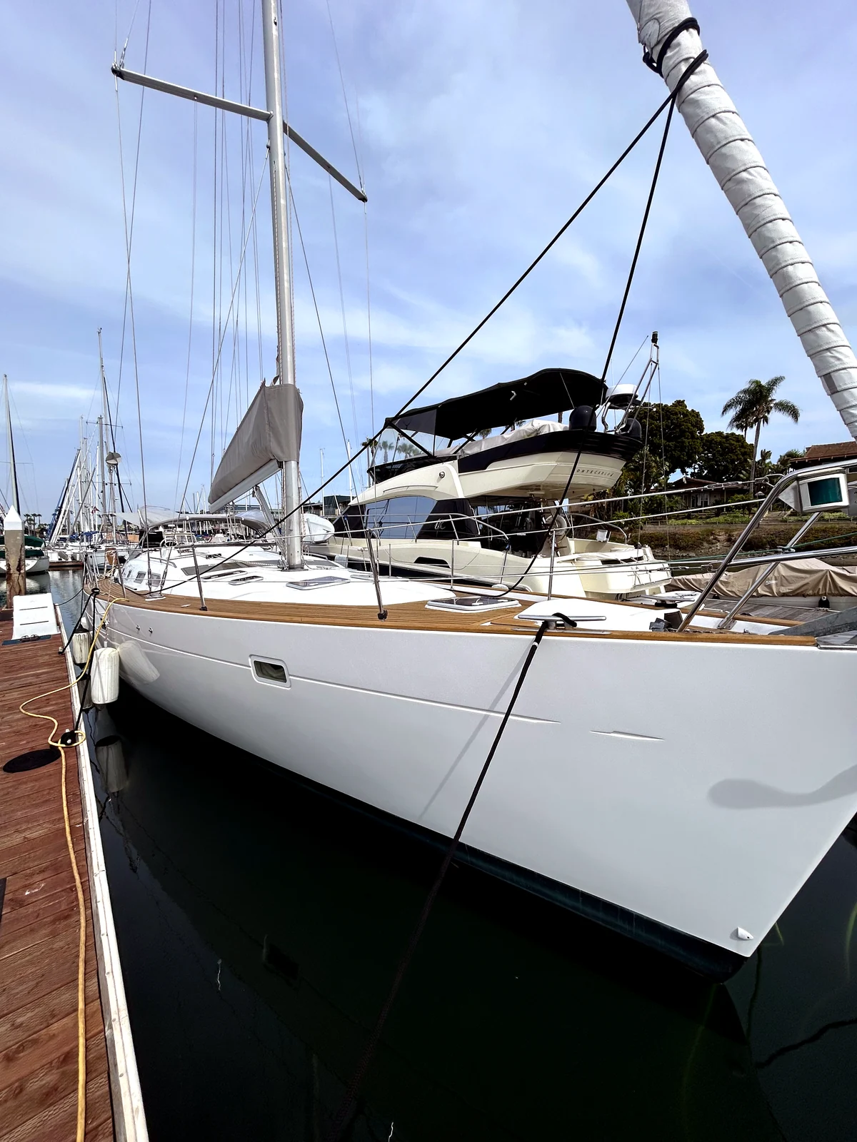 Sailboat docked at the marina after a HarborSide detailing service